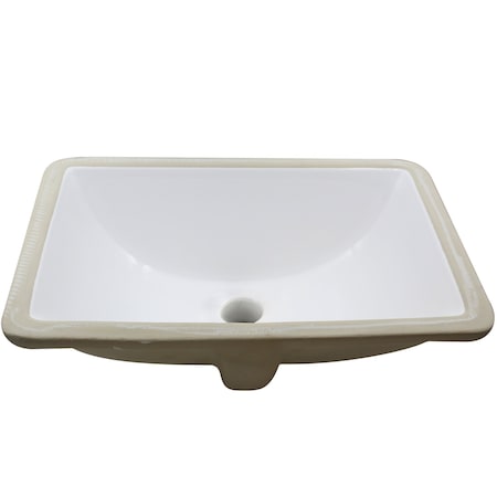 Novatto Rectangular Undermount White Porcleain Sink with Overflow, 18.25" x 13.5" NP-U193902